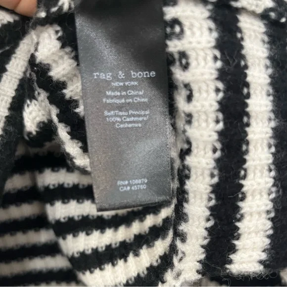 rag & bone Pierce Stand collar Long raglan sleeves Striped Cashmere Sweater XS - Picture 5 of 12